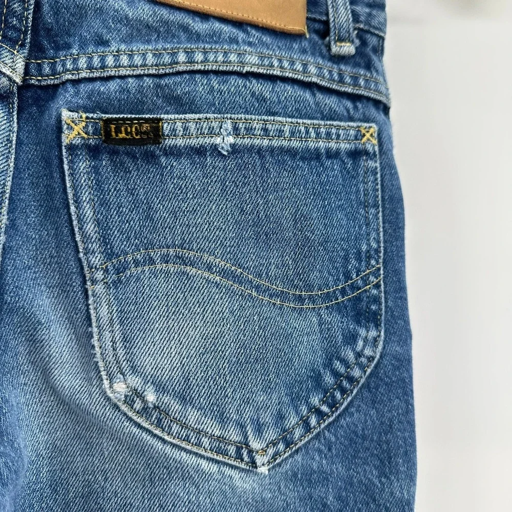 Vintage Lee Riders Straight Leg Jeans Womens 27x32 Blue Denim Whisker Mid Rise
